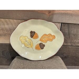 Vintage Y2K Russ Berrie UK Fall Leaves Acorn‎ Serving Platter